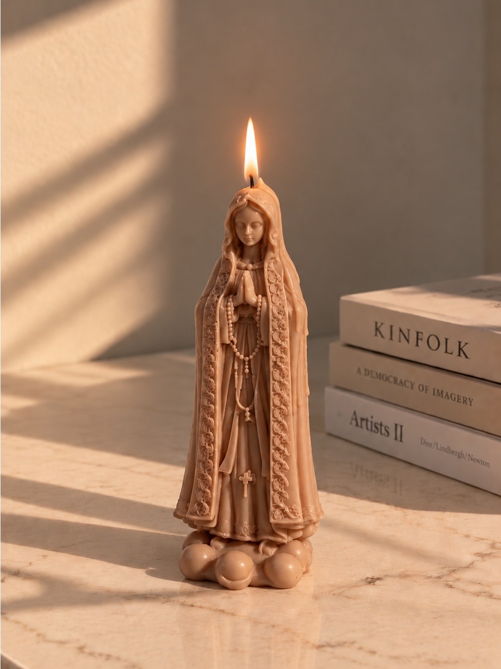 Beige Virgin Mary Decorative Candle - Home Accents